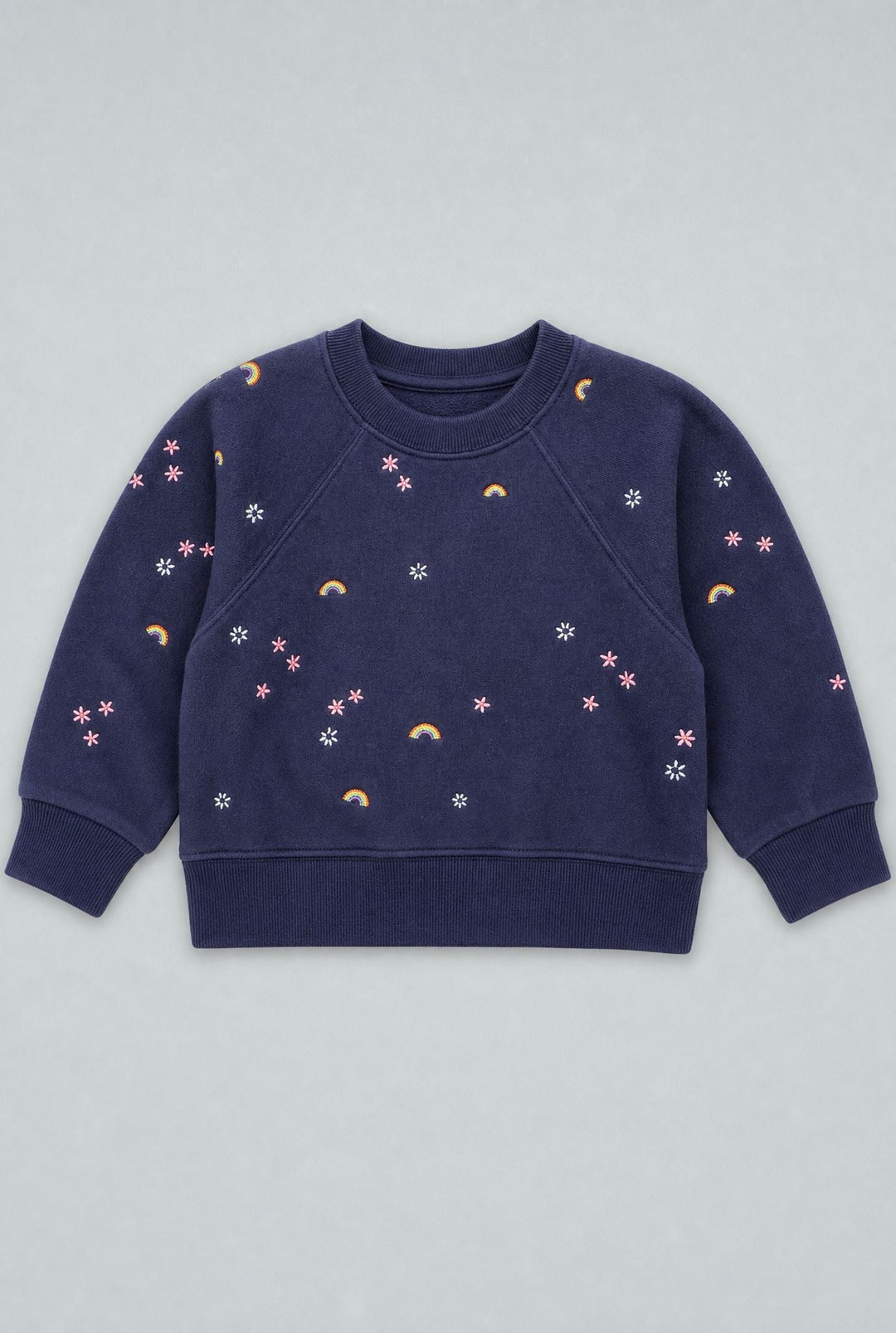 Sweatshirt With Rainbow Embroidery - Navy