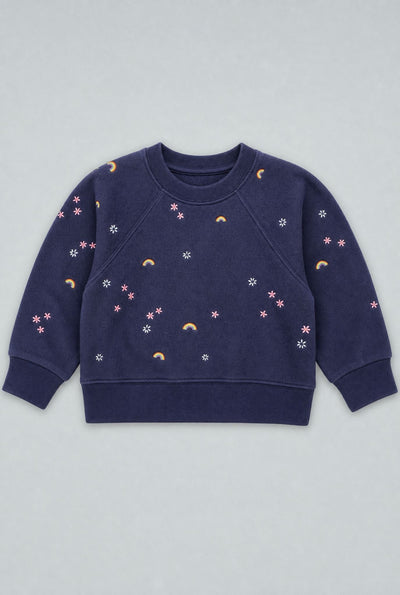 Sweatshirt With Rainbow Embroidery - Navy