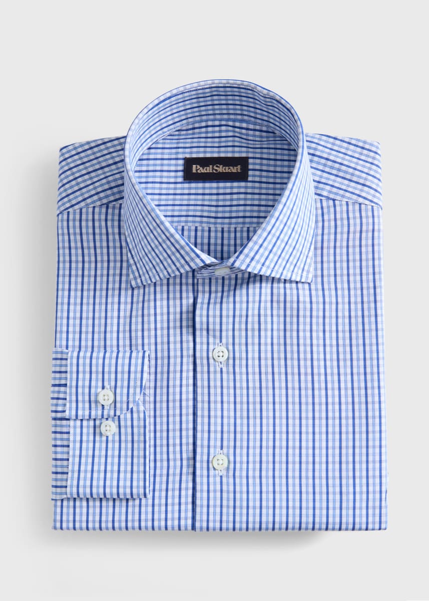 Cotton Plaid Sport Shirt Classic Fit - Blue