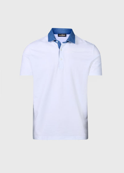Pique Cotton With Contrast Collar - White
