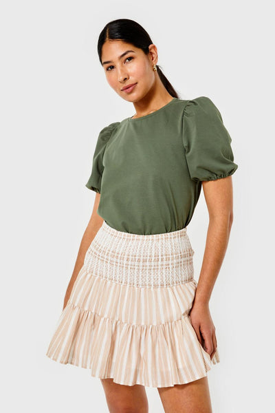 Kylie Skirt - Mocha & White Stripe