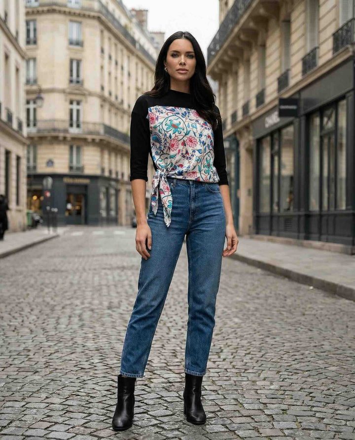 Sandra Top - Black Paisley