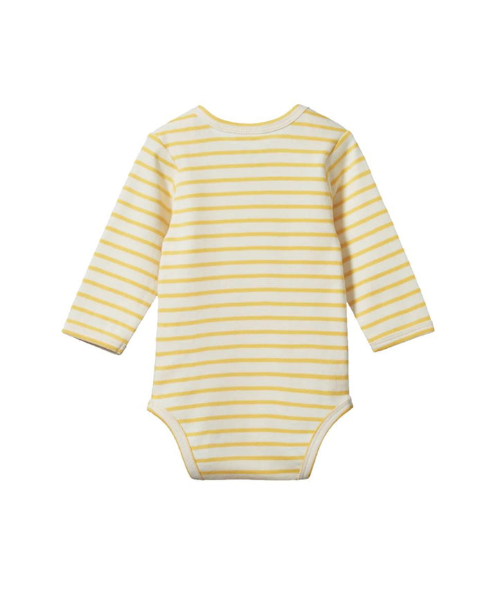 Cotton Long Sleeve Bodysuit - Sunshine Sailor Stripe Bodysuits + Onesies Nature Baby 