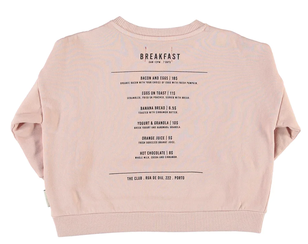 Baby Unisex Sweatshirt - Light Pink w/ Breakfast Print