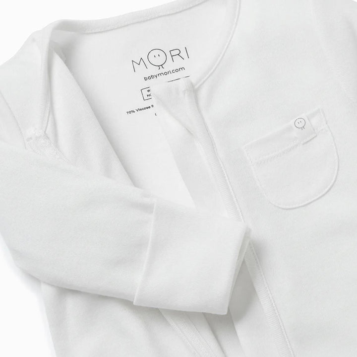 Zip-Up Sleepsuit - White Sleepwear Mori 