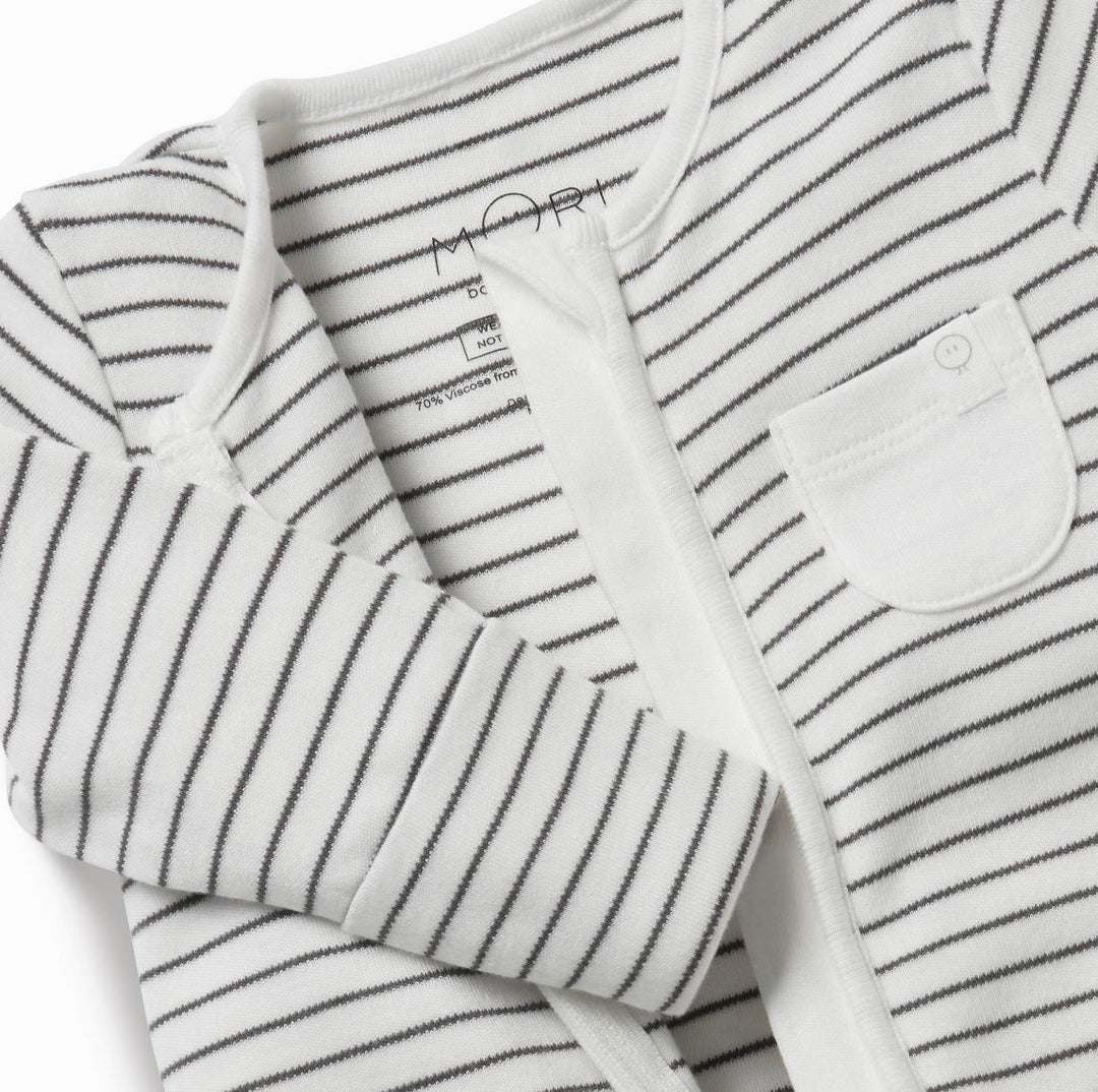 Zip-Up Sleepsuit - Grey Stripe Sleep + Lounge Mori 