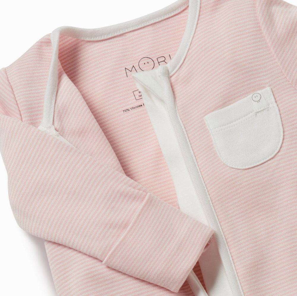 Zip-Up Sleepsuit - Blush Stripe Sleepwear Mori 
