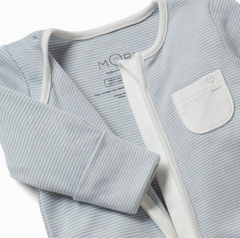 Clever Zip Sleepsuit - Blue Stripe Sleepwear Mori 