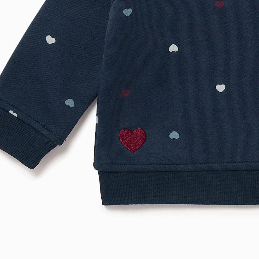 Hearts Sweatshirt - Navy Hearts Sweatshirts Mori 