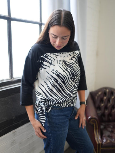 Sandra Top - Black Leaf