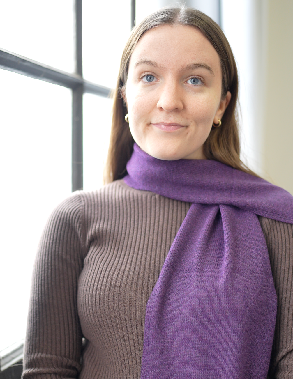 9.5"x66" Plain Jersey Scarf With Lurex - Aubergine