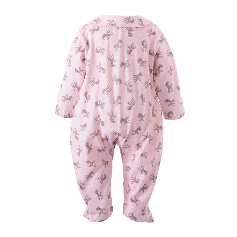 Polka Dot Fawn One Piece Footie - Pink