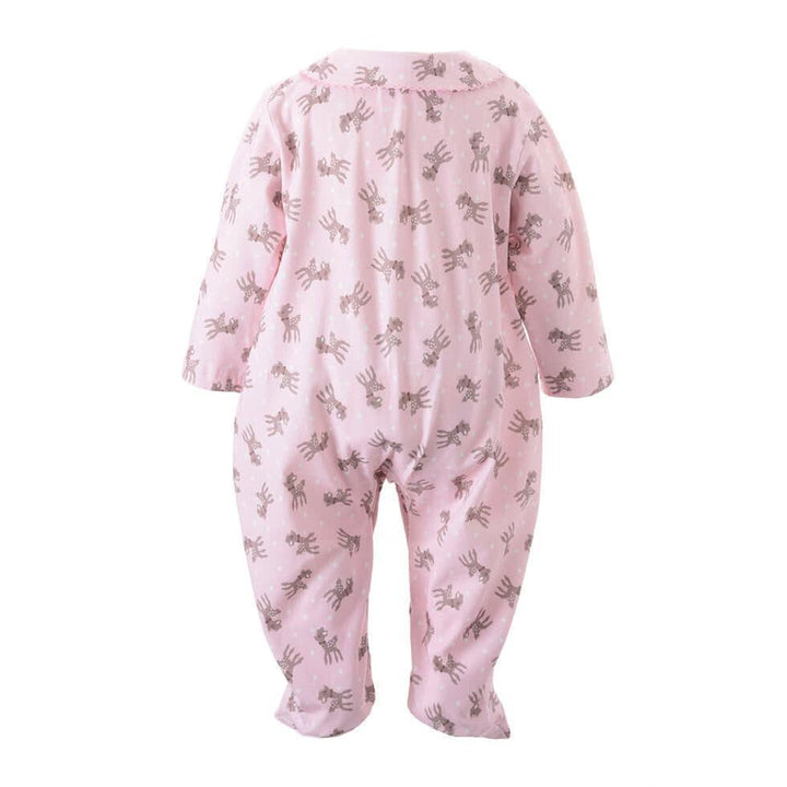 Polka Dot Fawn One Piece Footie - Pink