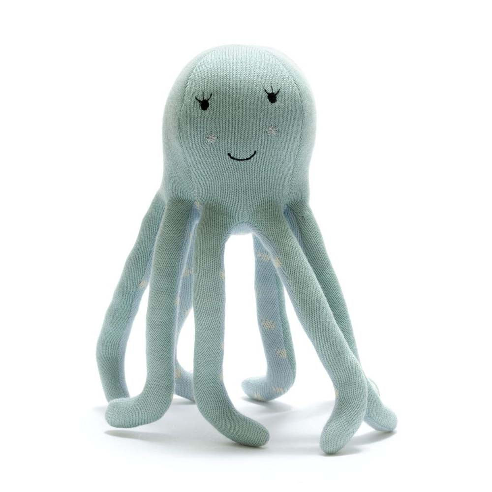 Knitted Organic Cotton Sea Green Octopus