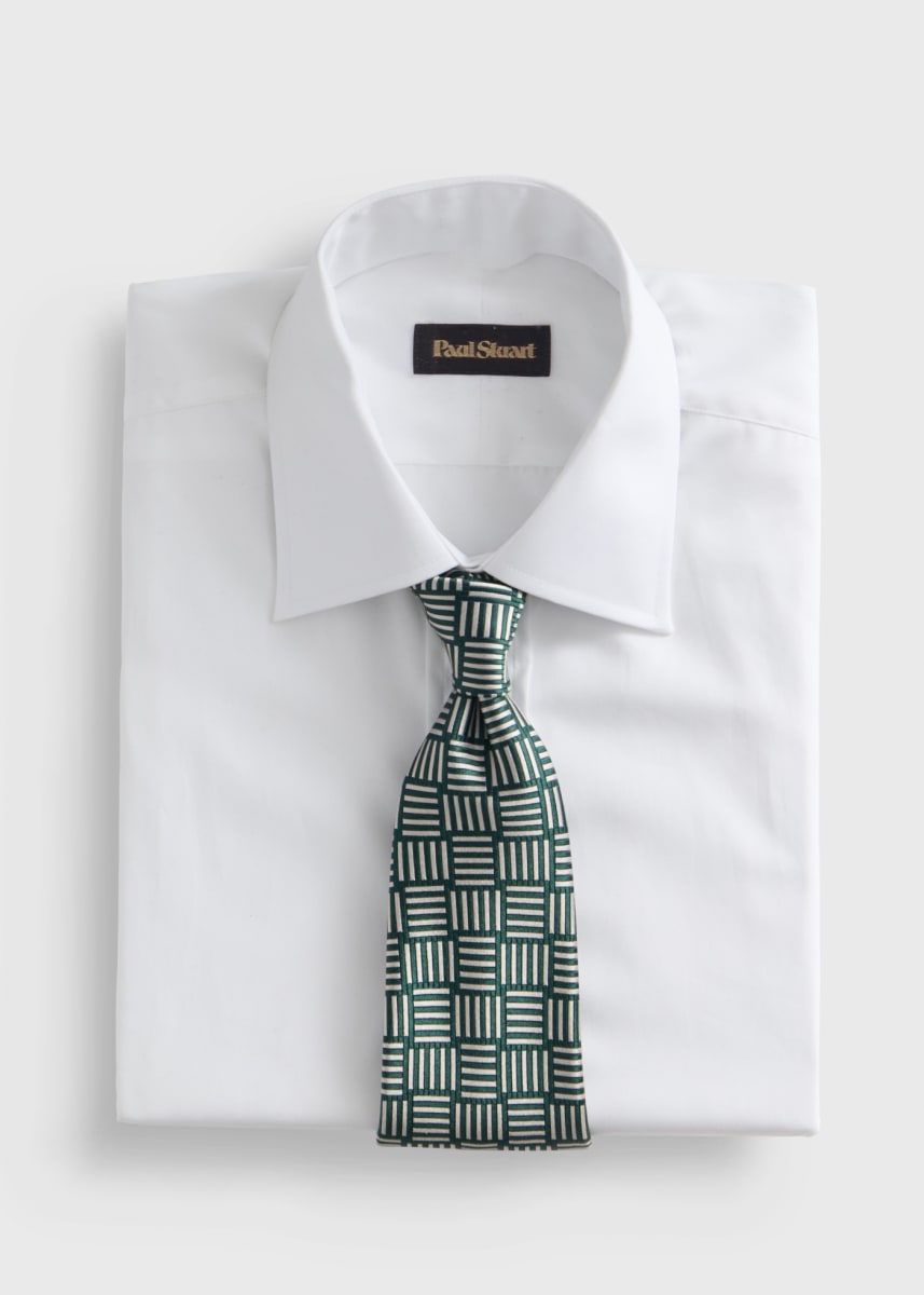 Woven Silk Parquet Tie - Green