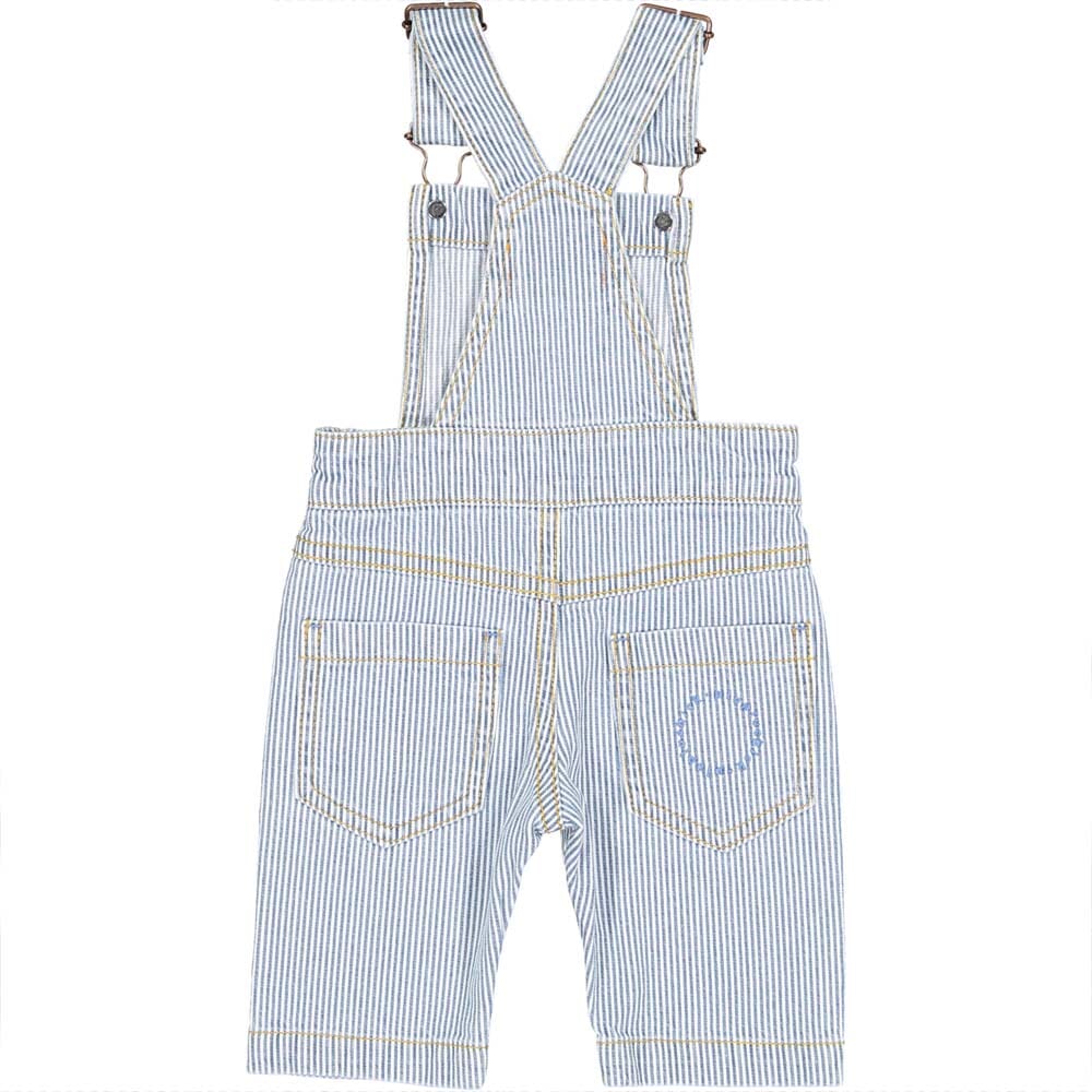 Baby Unisex Dungarees - Washed Little Strips Denim w/ Sun Print Pants Piupiuchick 