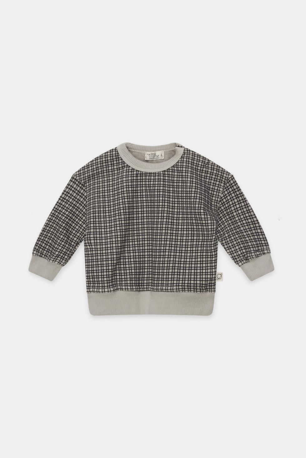 Organic gingham baby sweatshirt - Light grey