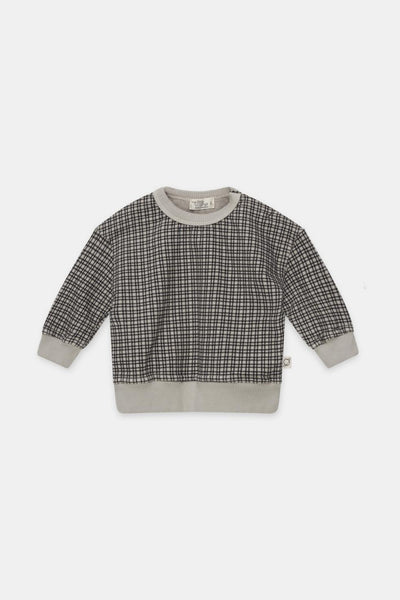 Organic gingham baby sweatshirt - Light grey