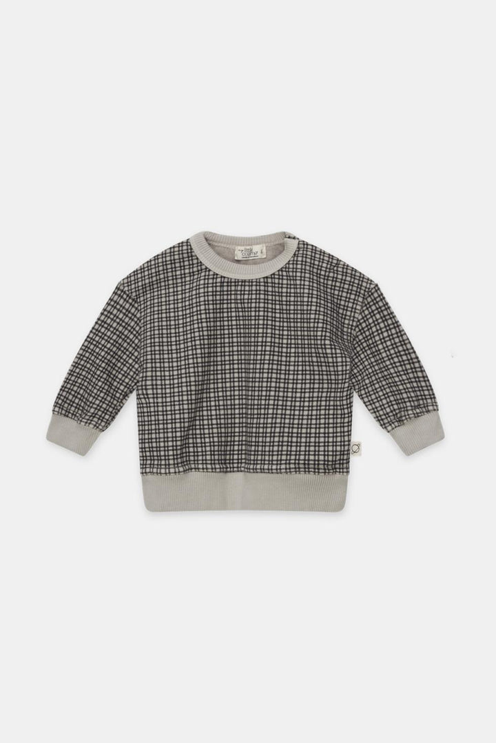 Organic gingham baby sweatshirt - Light grey