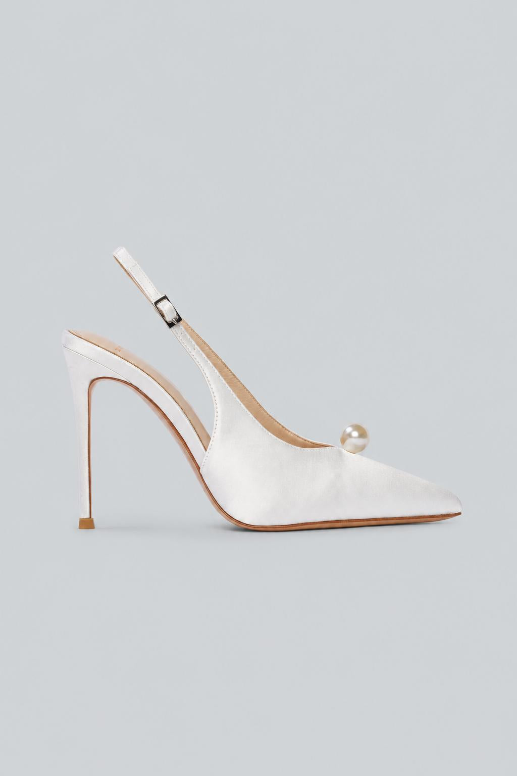 Reina 100 Slingback Pump - White Sati