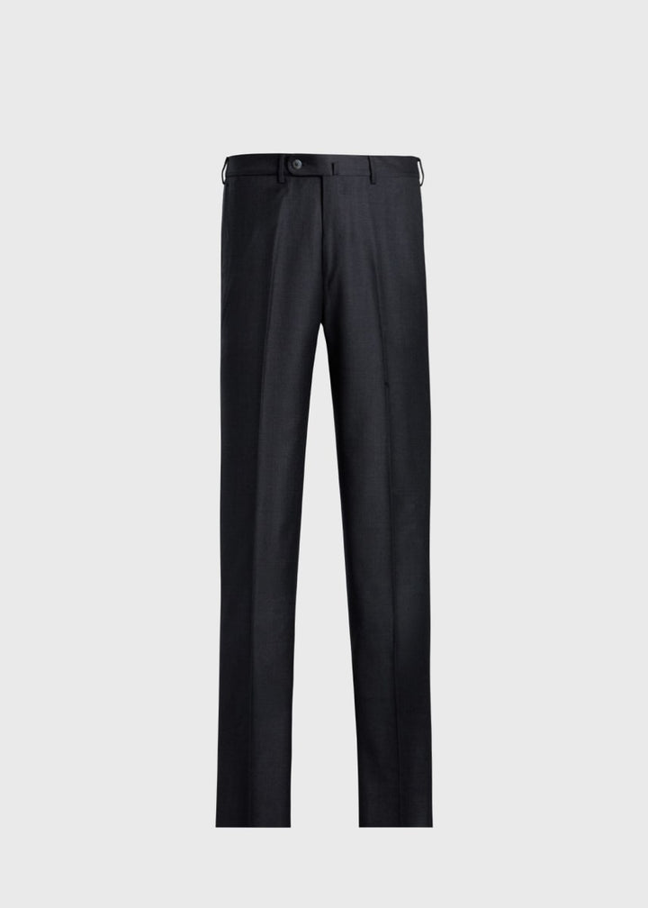 Super 110  Basic Wool Trousers - Mid Grey