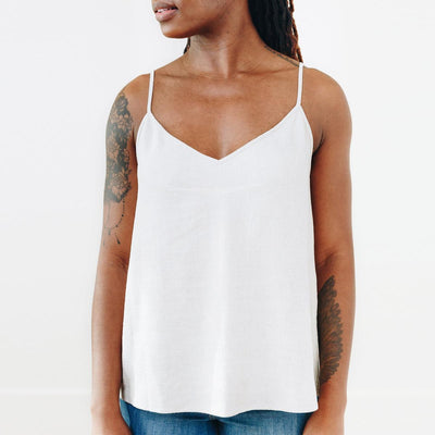 The Cotton/Silk Valencia Tank - White
