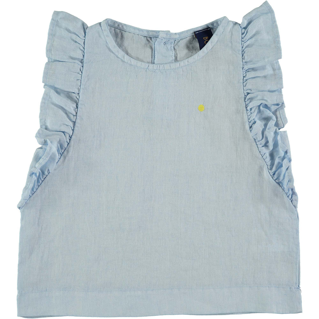 Shirt Frill Dot - Light Blue Shirts BonMot 