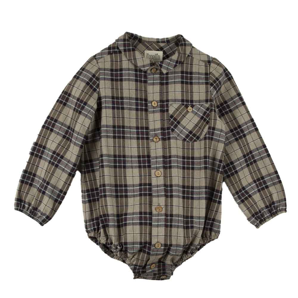 Shirt Plaid Romper Suit Bodysuits + Onesies Popelin 