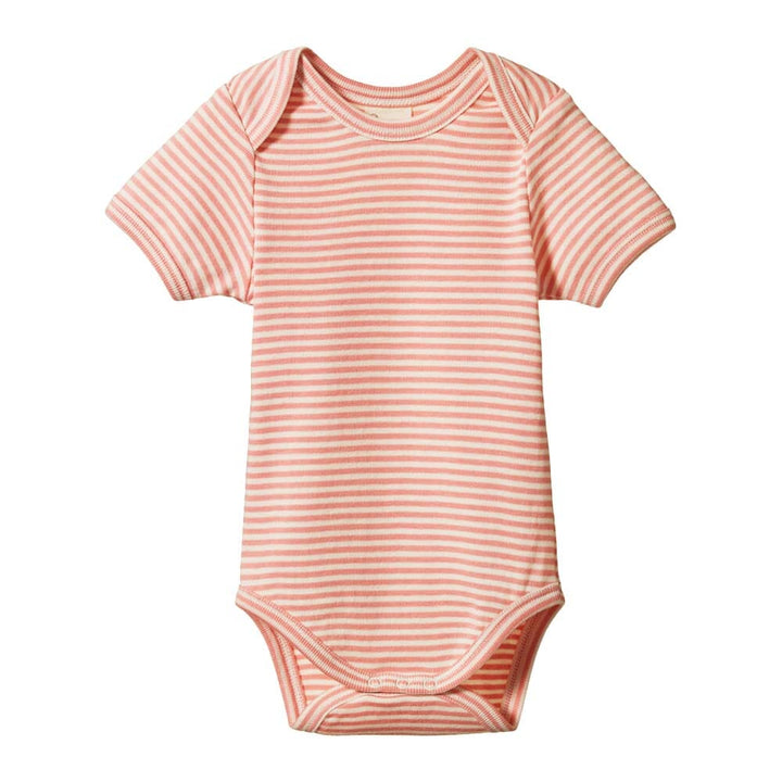 Short Sleeve Bodysuit - Peony Stripe Bodysuits + Onesies Nature Baby 