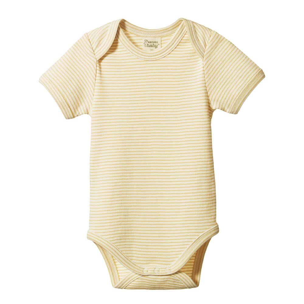 Short Sleeve Bodysuit - Sand Pinstripe Bodysuits + Onesies Nature Baby 