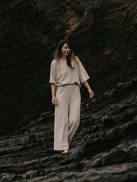 The Wide Leg Terry Trouser Women's - Ecru