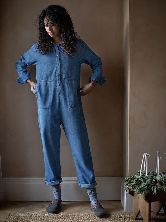 The Denim Boiler Suit Women s Light Denim Manymoons