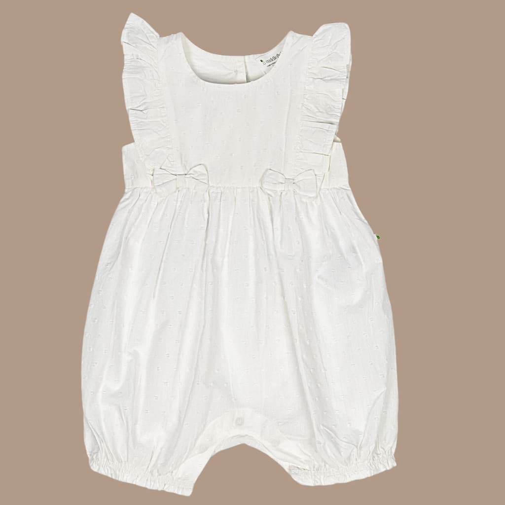 Chantilly Swiss Dot Romper - Crisp White