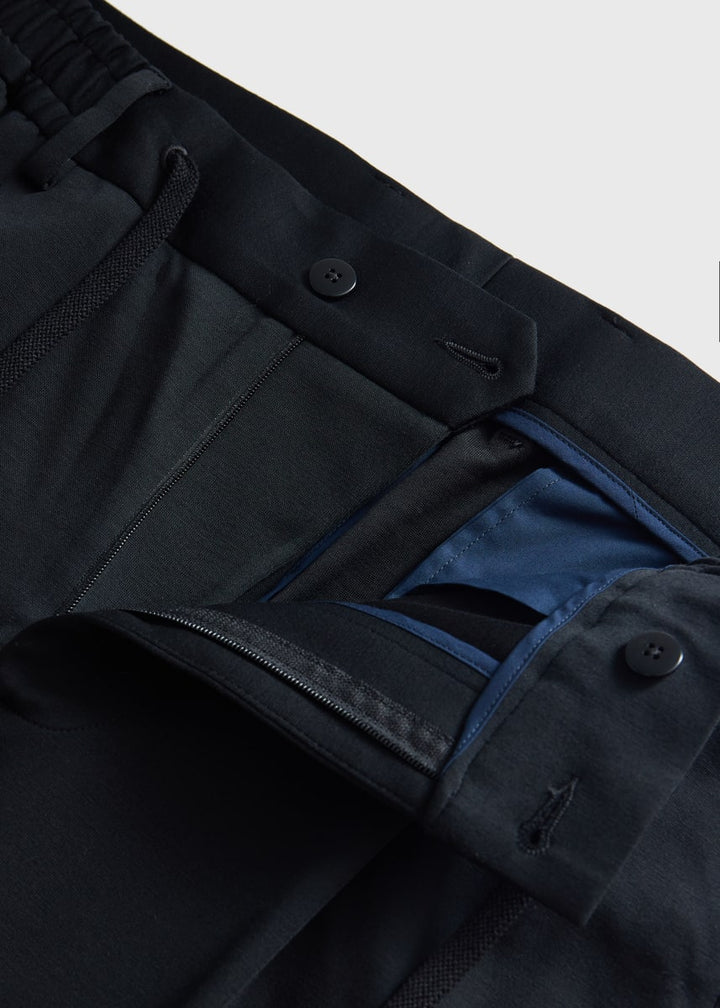 Wool & Cotton Jersey Drawstring Pant - Black