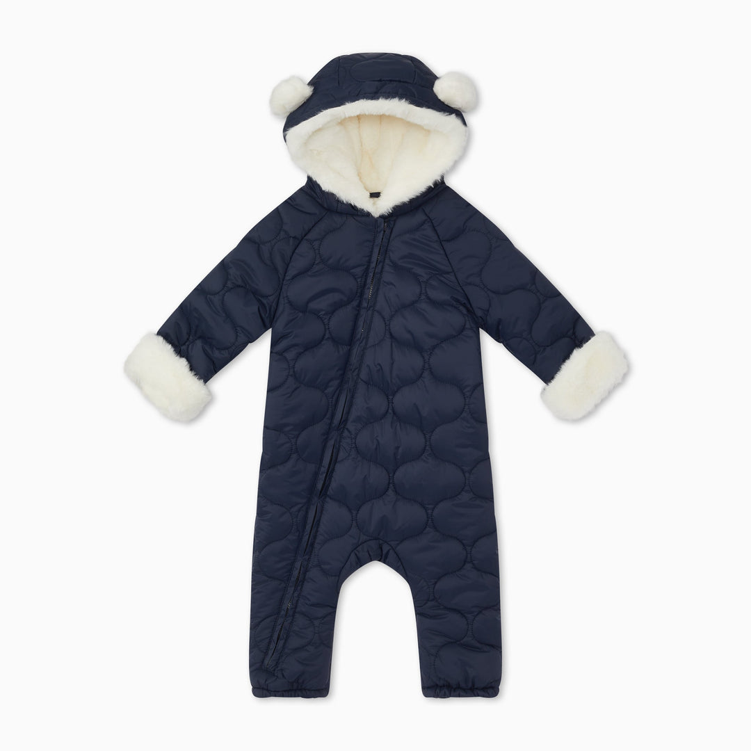 Recycled Waterproof Quilted Pramsuit - Navy