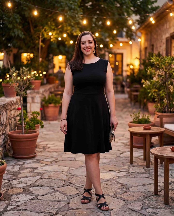 Sleeveless Crossover Dress - Black