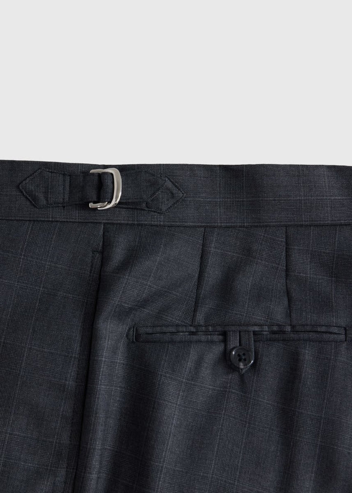 Tonal Plaid Super 130s Wool Suit - Mid Grey - Suit