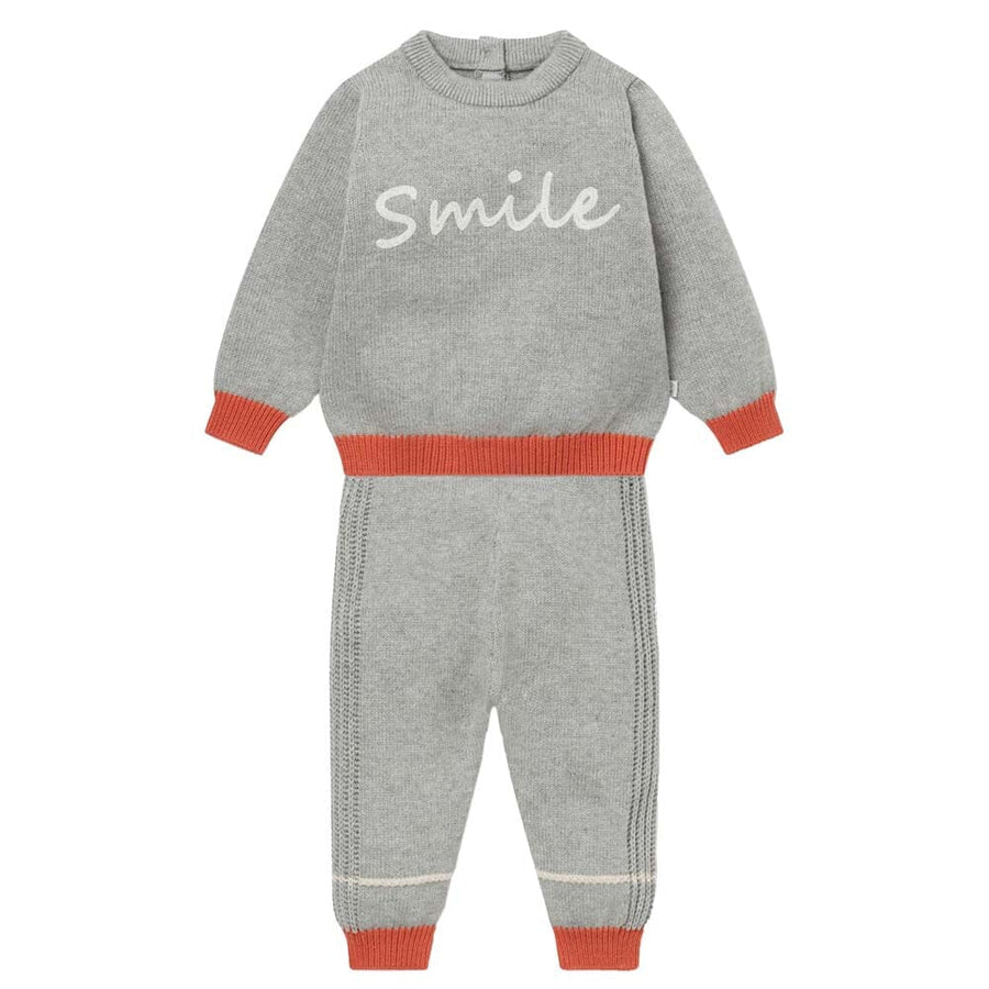 Knitted Smile Slogan Sweater & Jogger Sets Mori