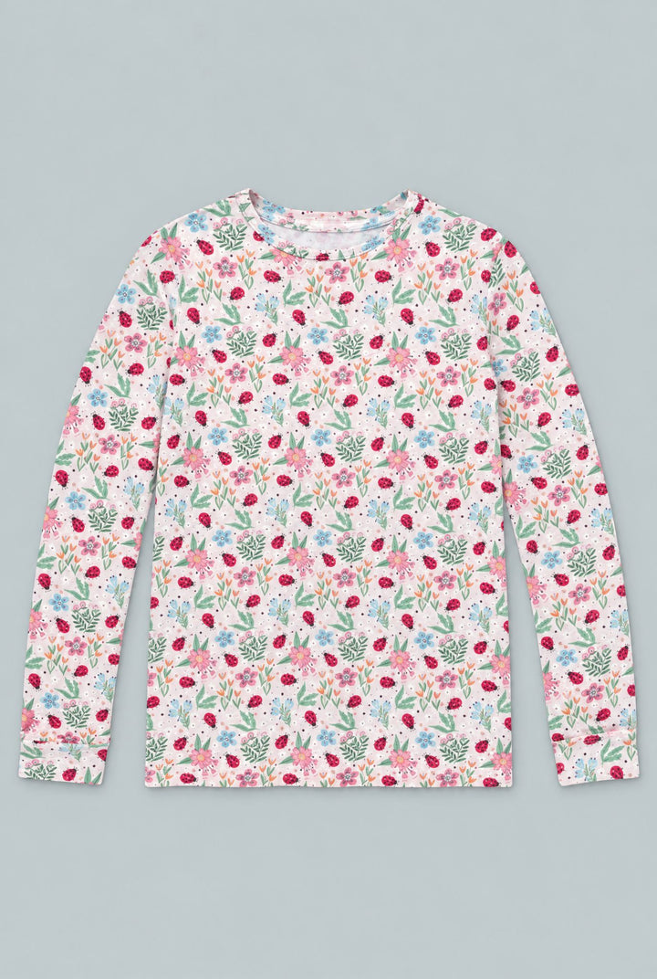 Ladybug Flower Garden Big Kid Pajama Set - Ladybug Garden