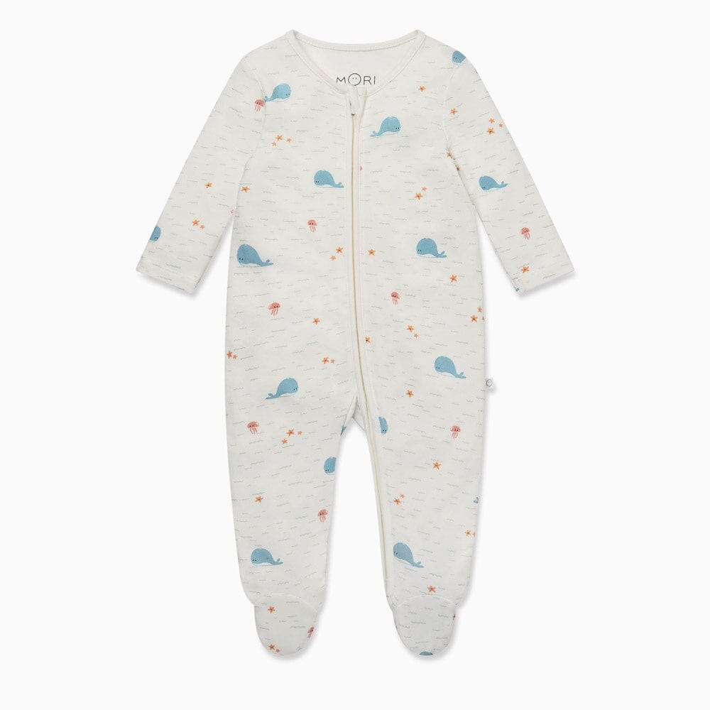 Whale Zip-Up Sleepsuit - Whale Sleep + Lounge Mori