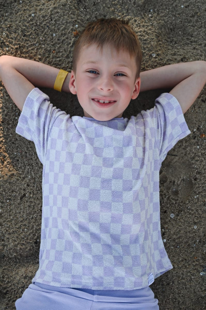 Oversize T-Shirt - Lavender Macaron Checkered Terry