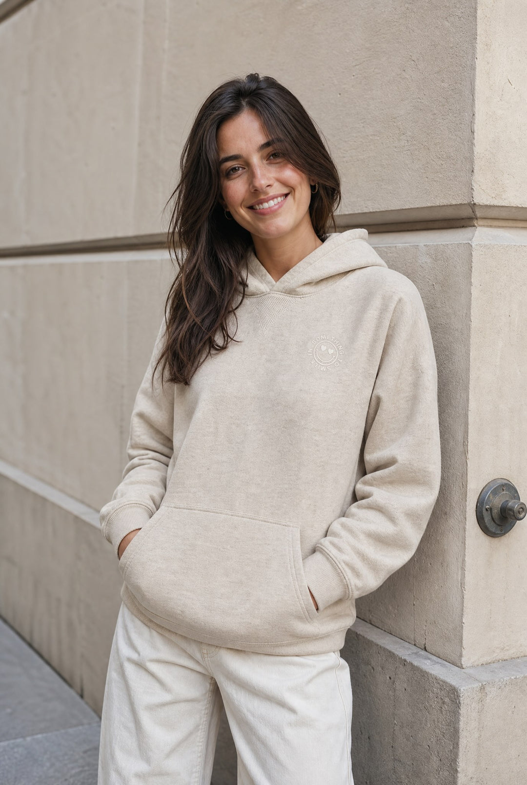 Something To Smile In Hoodie - Oatmeal