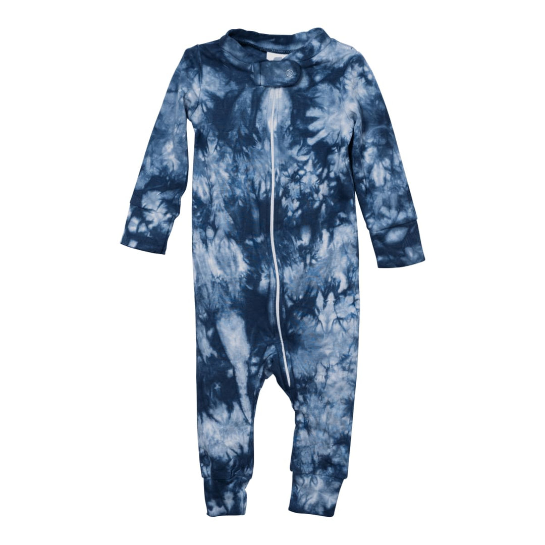 Full Zip Footless Pajama - Navy Tie Dye