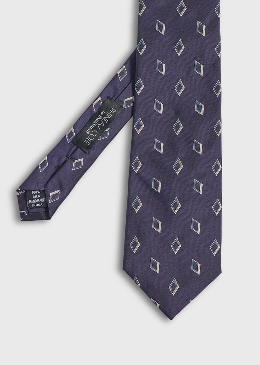 Silk Woven Deco Tie - Navy