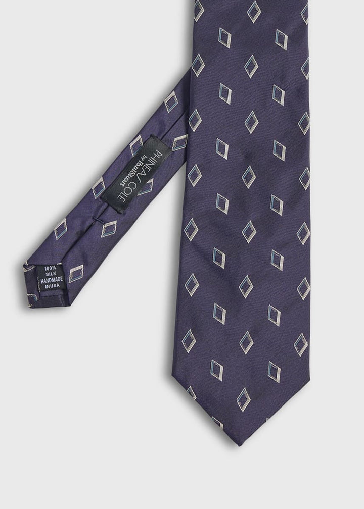 Silk Woven Deco Tie - Navy