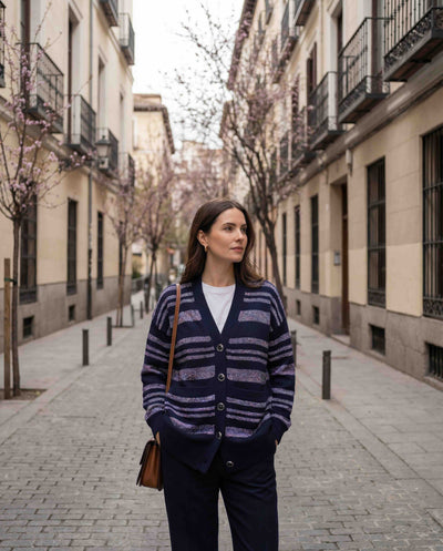 Sparkle Stripe Lizzie Cardigan - Navy