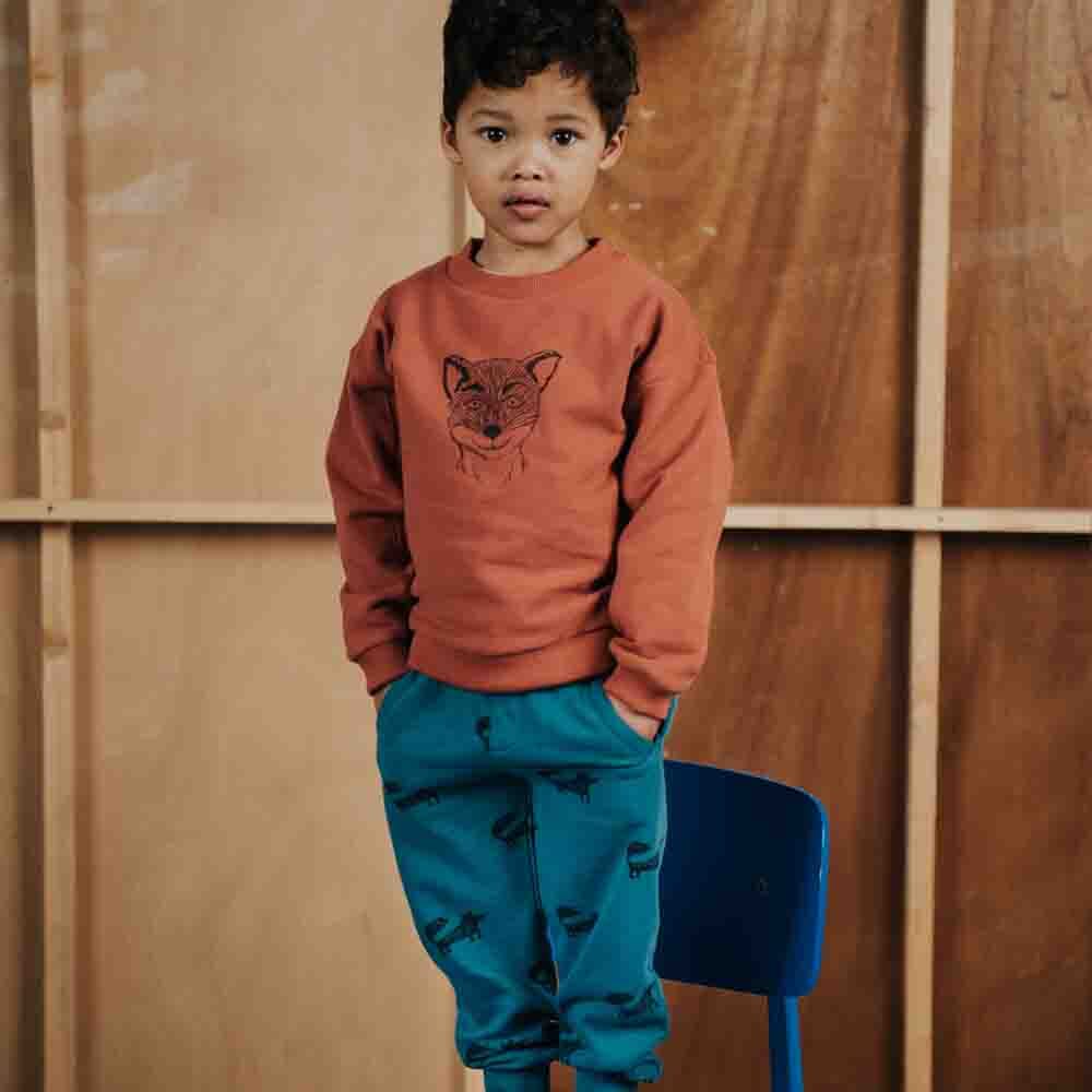 Sweatpants Fox Print - Pine Green Sweatpants Sproet & Sprout 