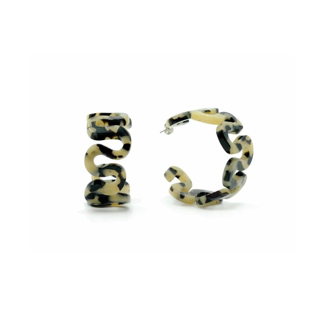 Squiggle Hoops in Tortoise