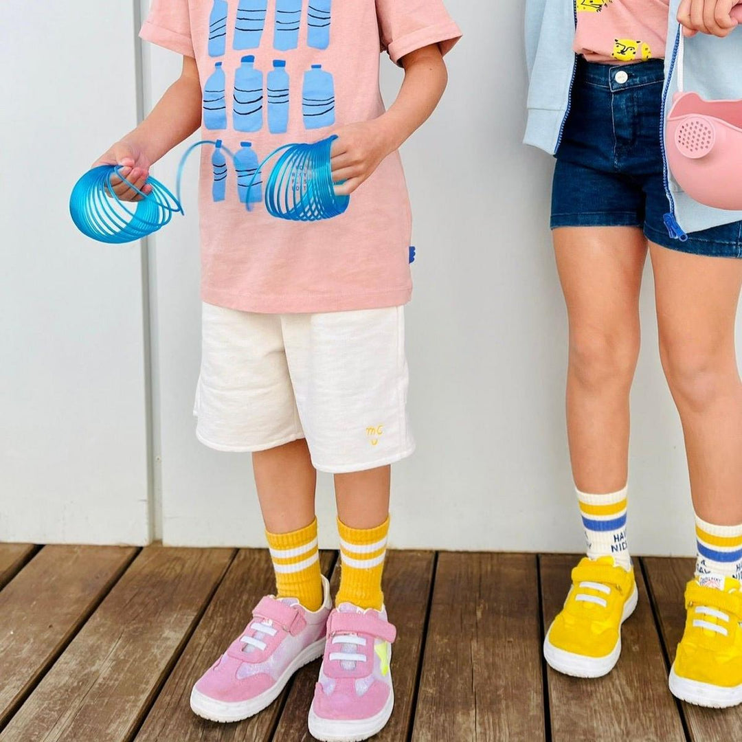 Recycled Cotton Natural Kid Shorts - Natural