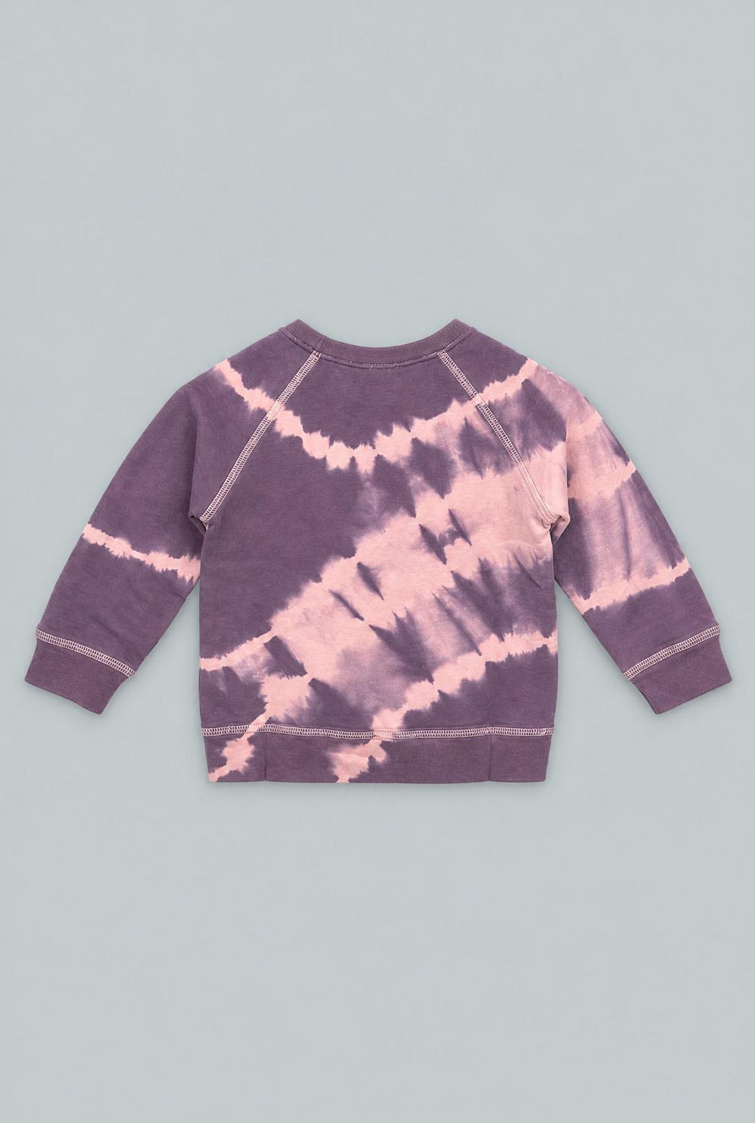 Kids French Terry Raglan Sweatshirt - Peach Purple Tie Dye